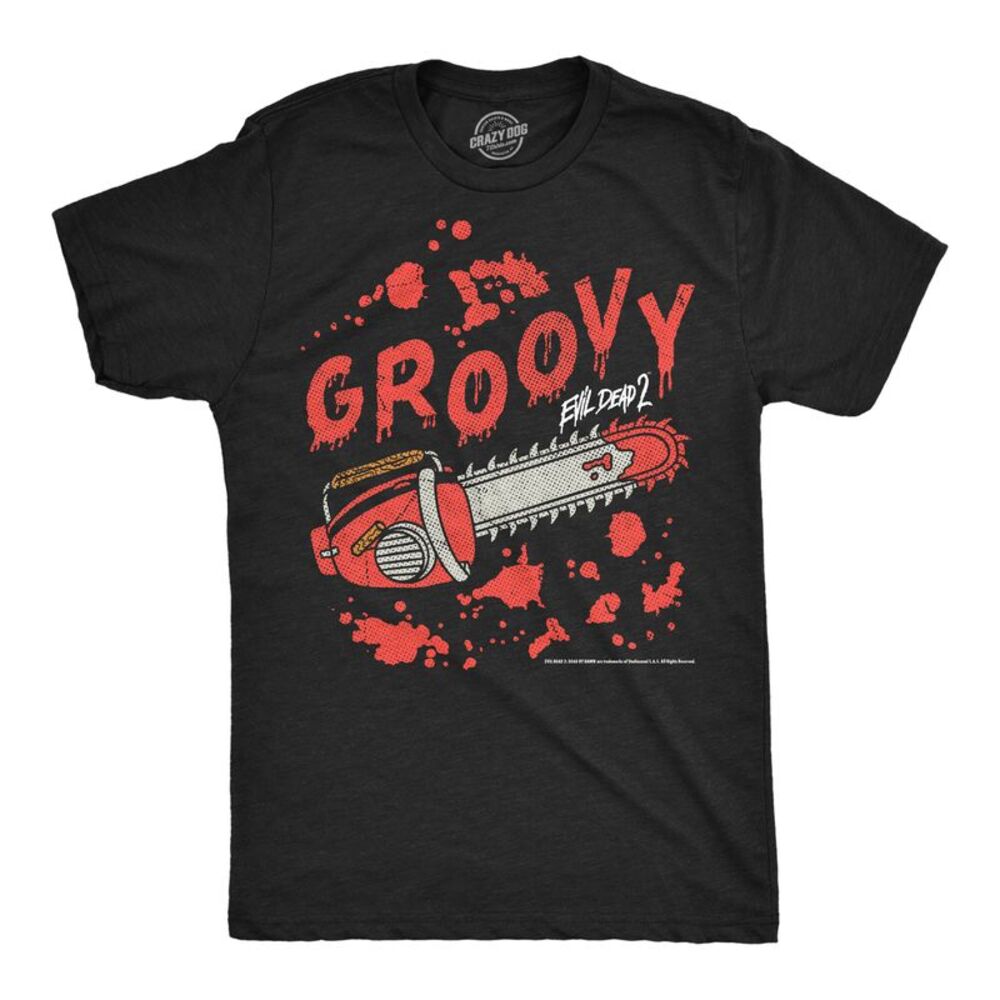 Mens Funny T Shirts Groovy Chainsaw Evil Dead Movie Tee For Men
